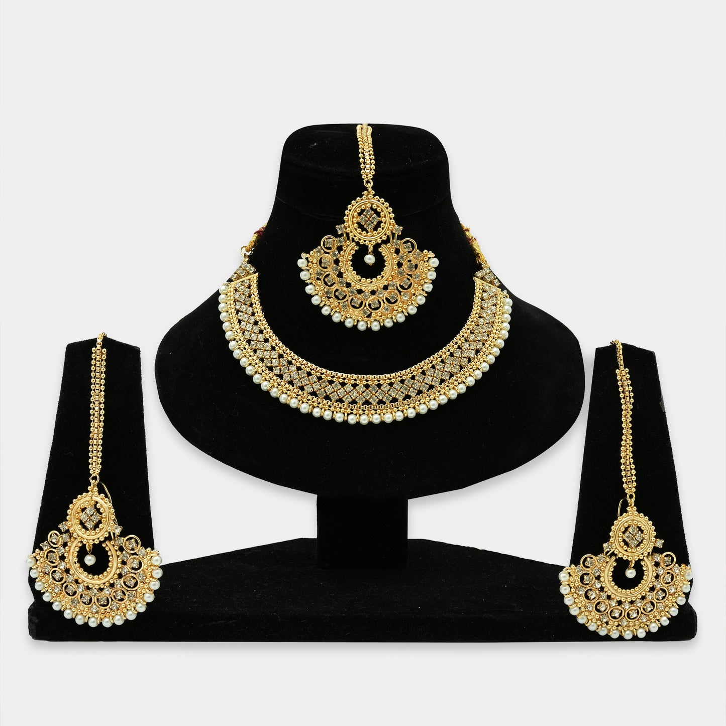Indian Golden Stones & Pearls Necklace