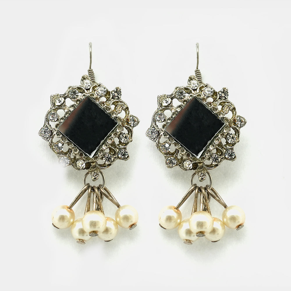 Oxidized Square Monalisa Earrings