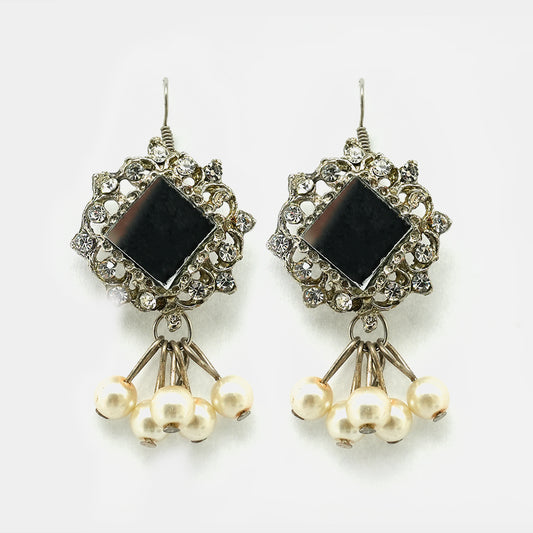 Oxidized Square Monalisa Earrings