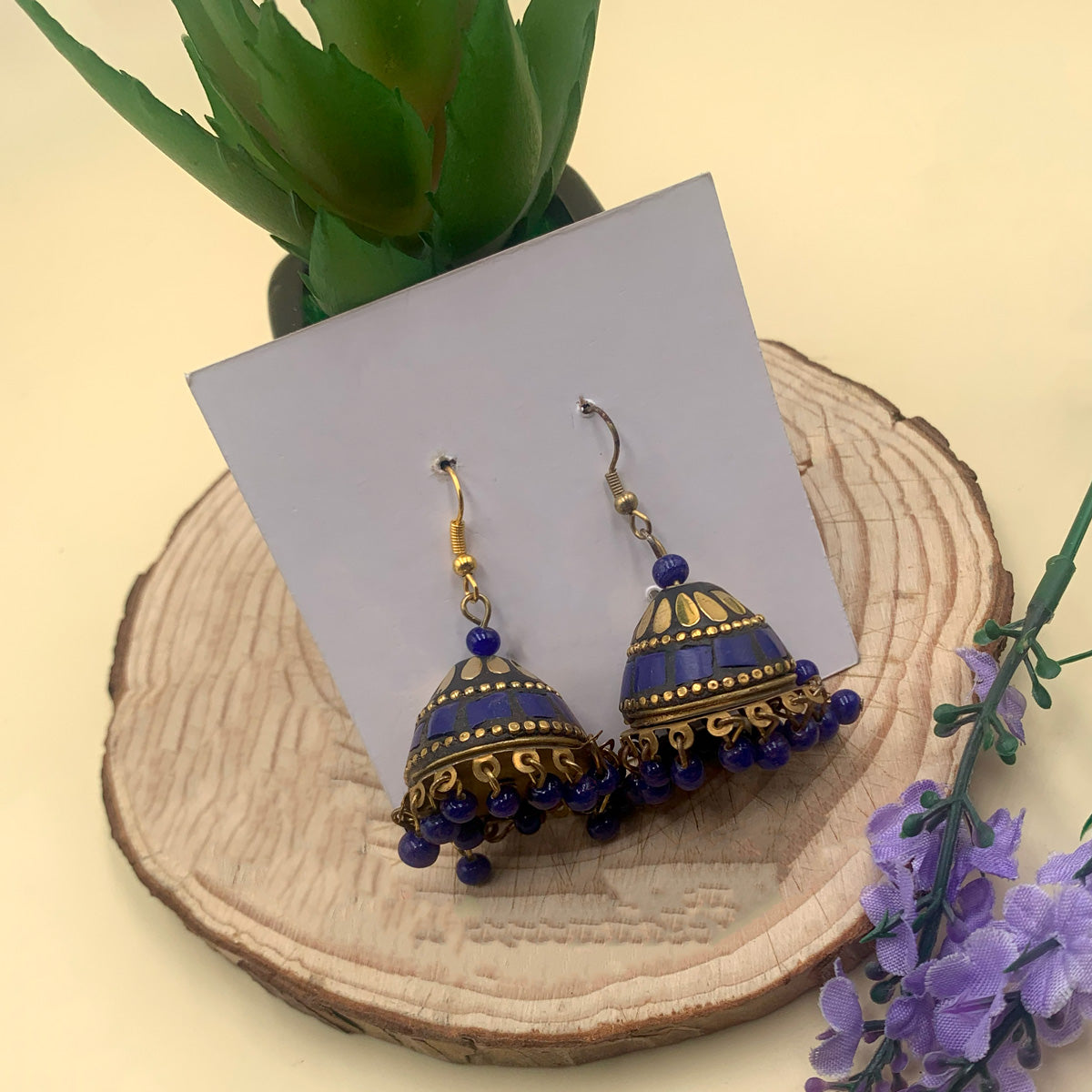 Meenakari Large Oxidised Jhumka Earrings