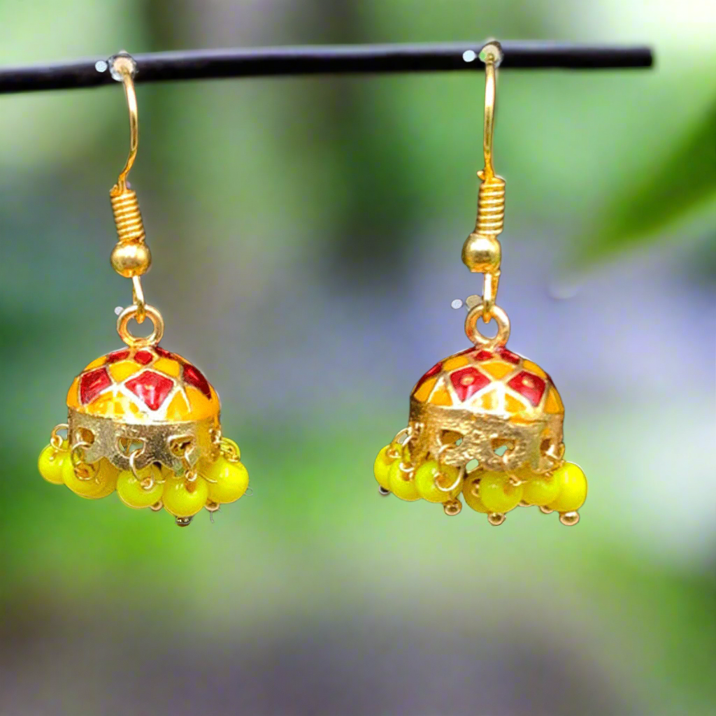 Indian Meenakari Jhumki Earrings