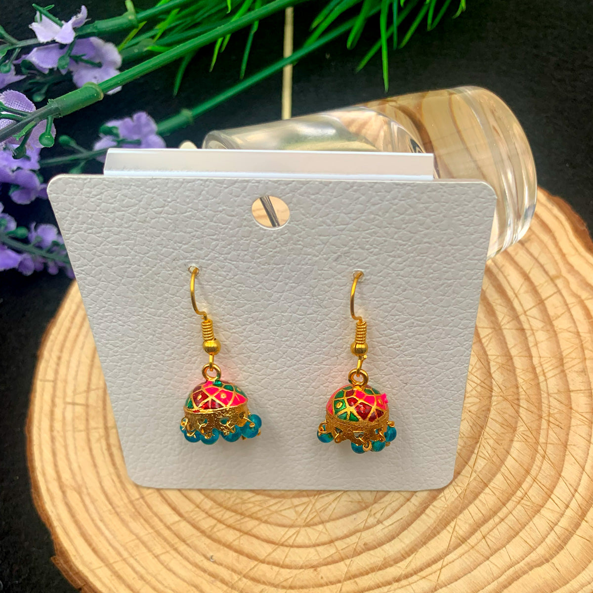 Indian Meenakari Jhumki Earrings