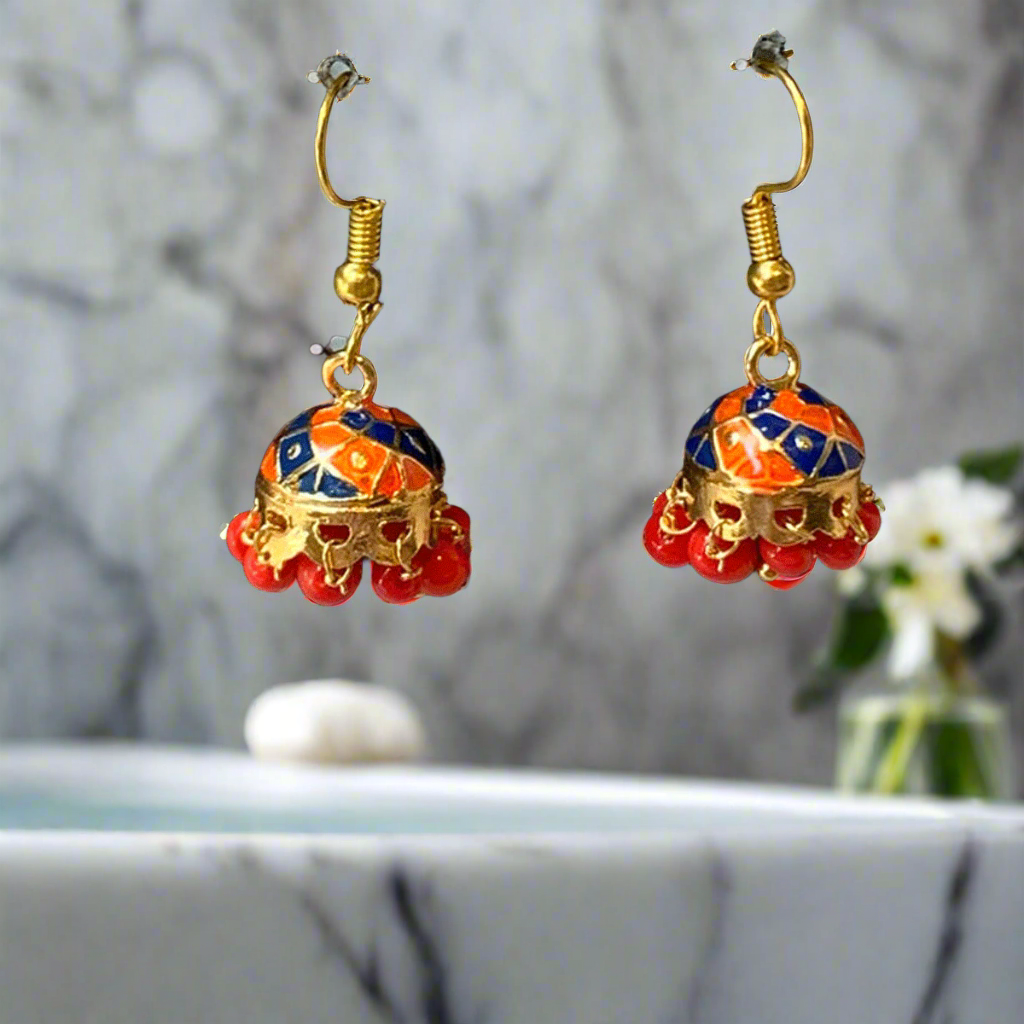 Indian Meenakari Jhumki Earrings