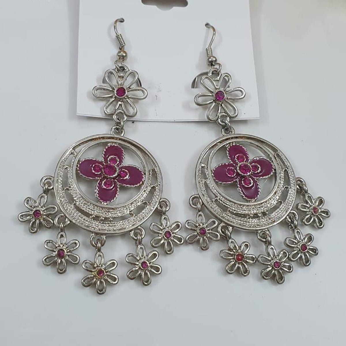 Floral Chandeliers Oxidised Earrings