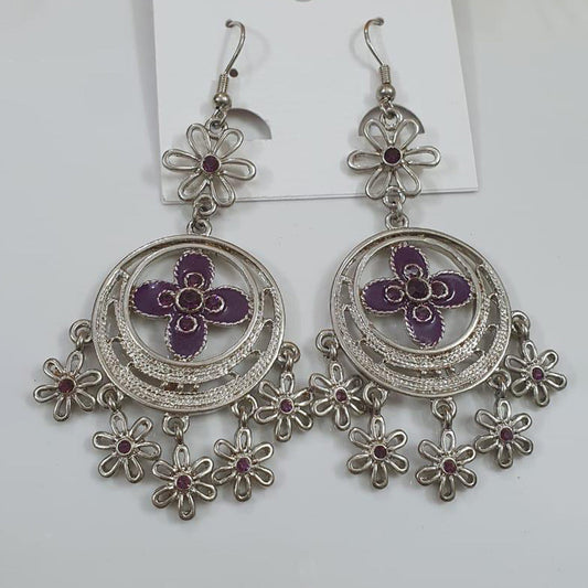 Floral Chandeliers Oxidised Earrings