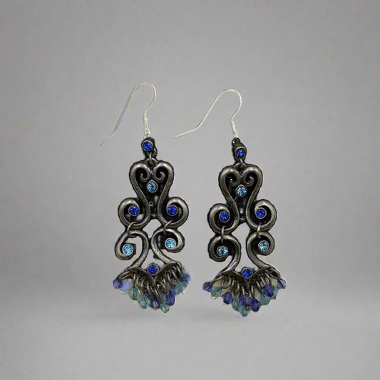 Chandeliers Tussles Oxidised Earrings