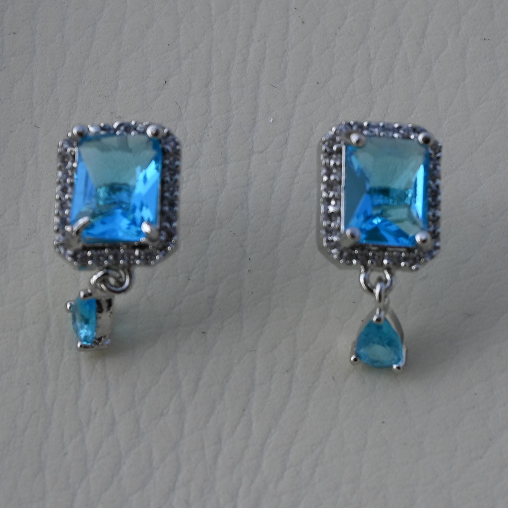 Sapphire Drop Zircon Earrings