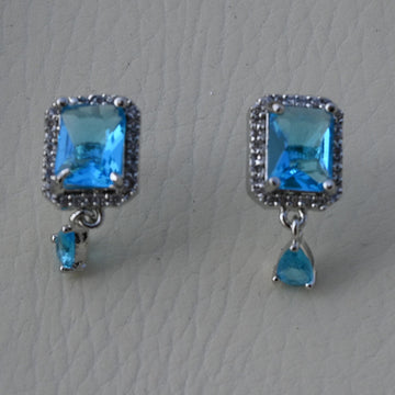 Sapphire Drop Zircon Earrings