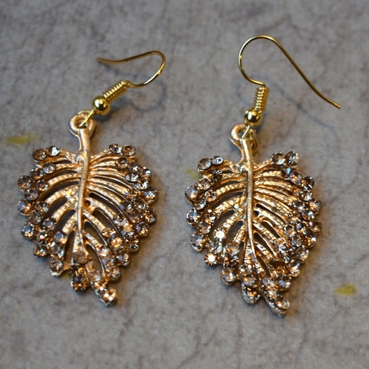 Vintage Crystal Leaf Earrings