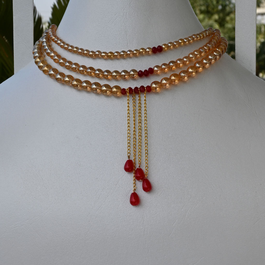 String Ruby Beads 3 Layer Mala
