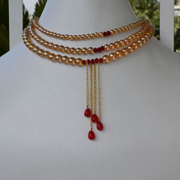 String Ruby Beads 3 Layer Mala