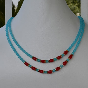 Turquoise& Sterling Pearls Mala
