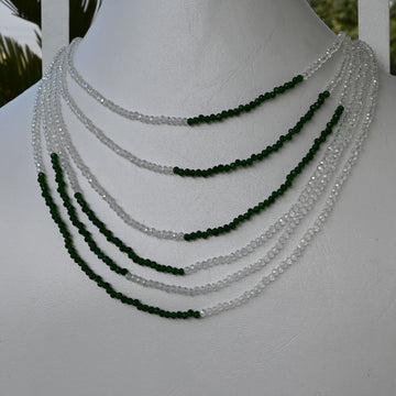 Emerald Brazilian Rutile Pearl Mala