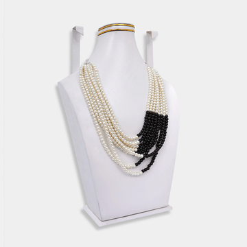 Black And White Multi Strand Beaded Mala