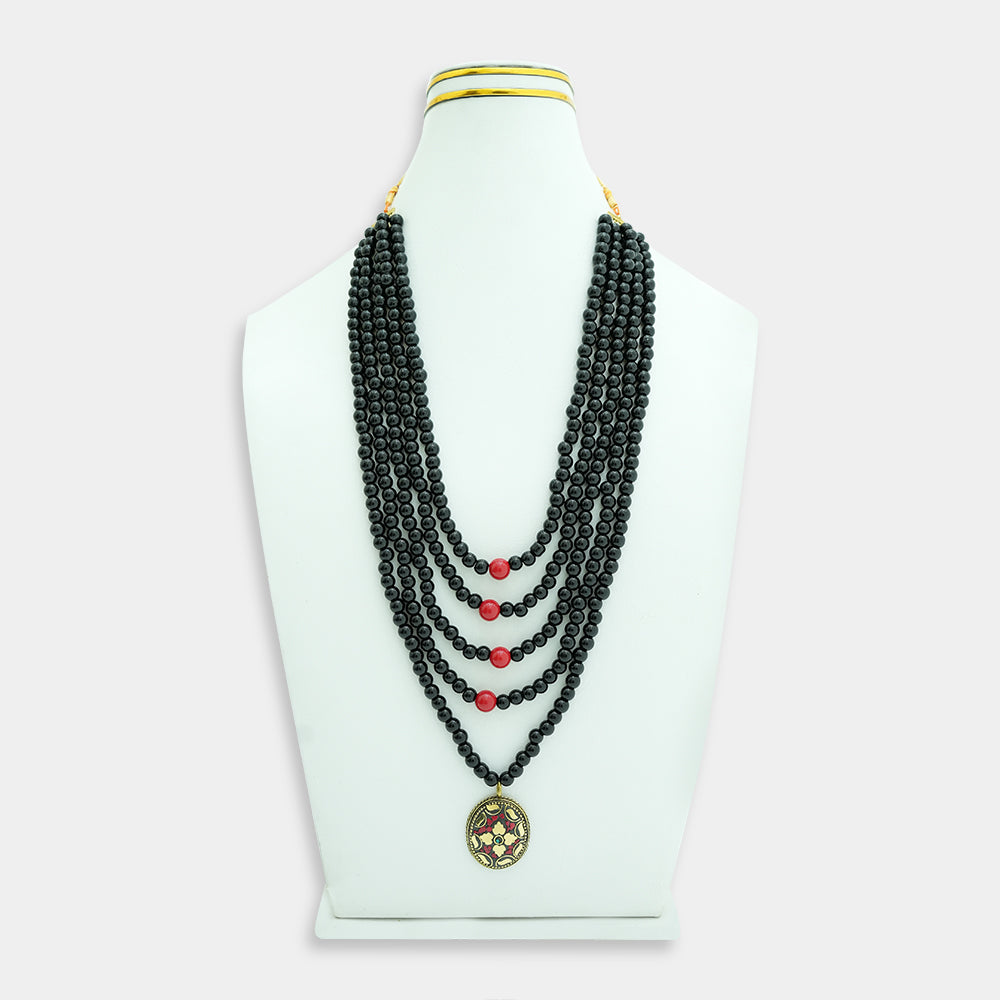 Turquoise Black Strand Mala