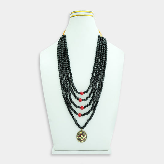 Turquoise Black Strand Mala