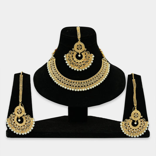 Indian Golden Stones & Pearls Necklace
