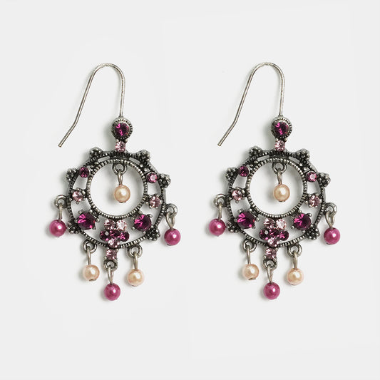 Emerald Oxidized Stones Earrings