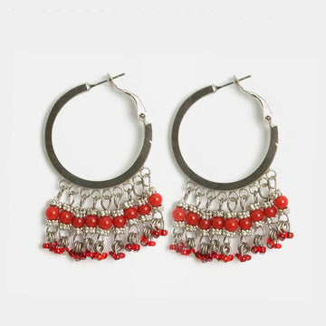 Large Bronze Metal Charm Oxidised Earrings