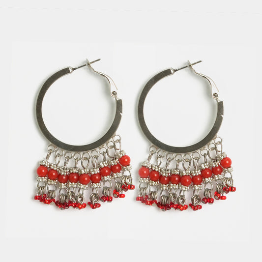Large Bronze Metal Charm Oxidised Earrings