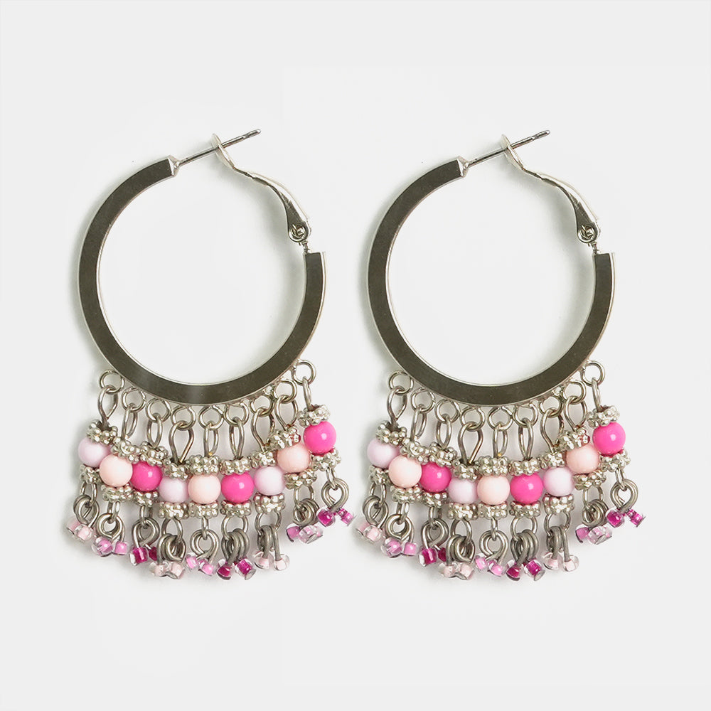 Large Bronze Metal Charm Oxidised Earrings