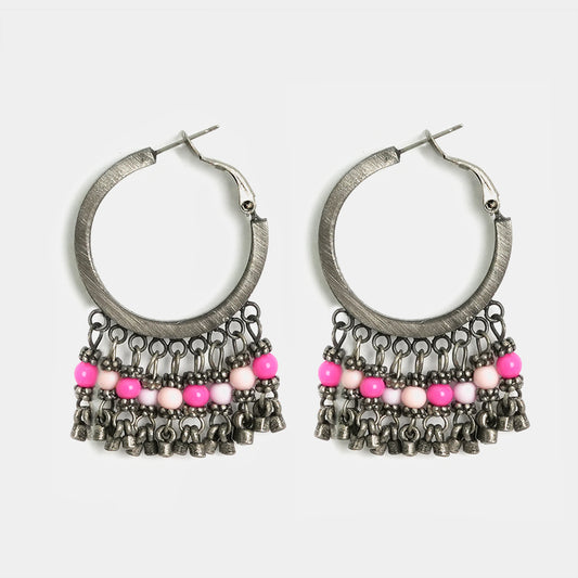 Large Bronze Metal Charm Oxidised Earrings