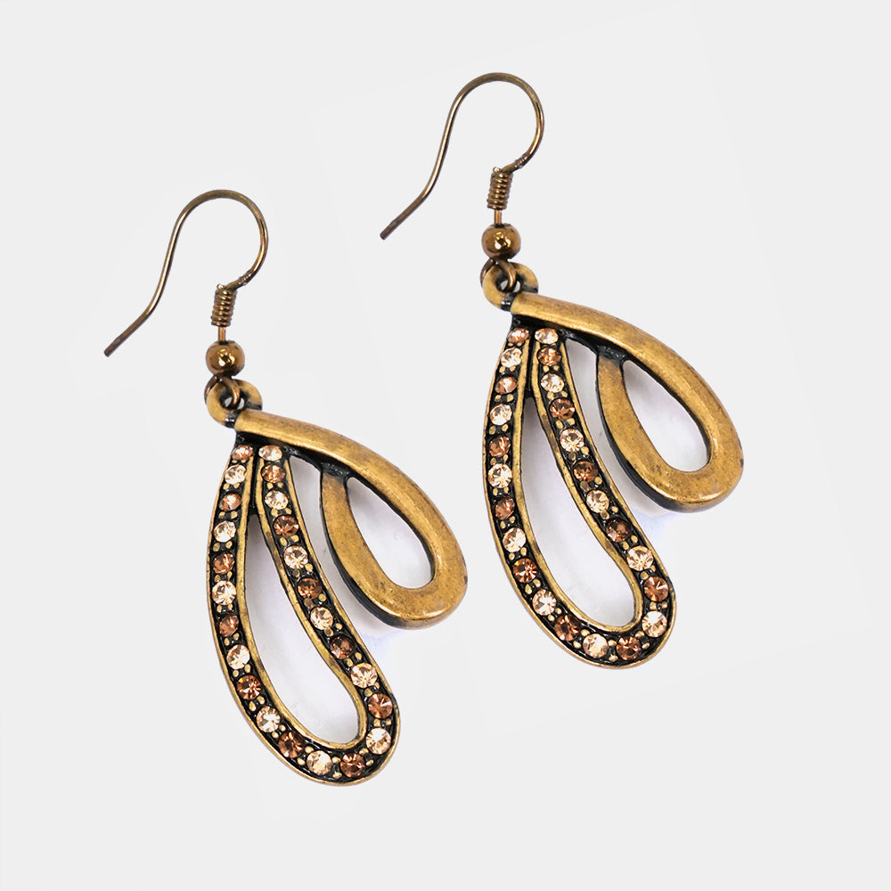 Vintage Swarovski Open Teardrop Oxidised Earrings