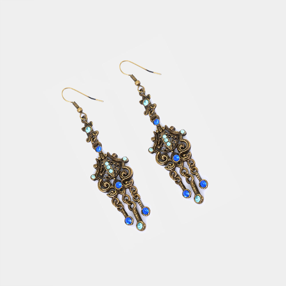 Chandelier Oxidized Long Earrings