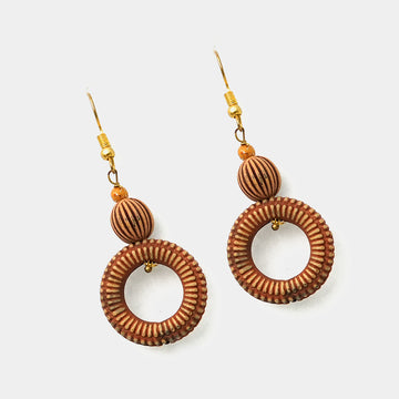 Wood Rattan Hoop Earrings