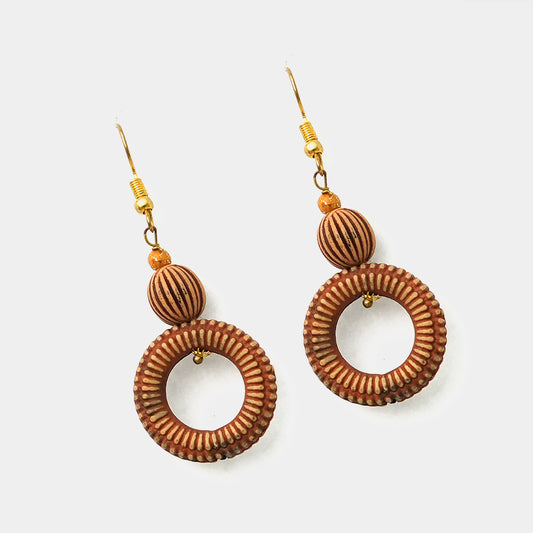 Wood Rattan Hoop Earrings