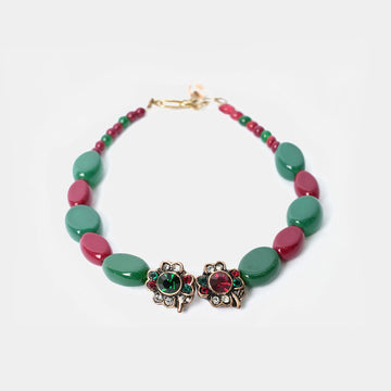 Red And Green Stones Pearl Bracelets