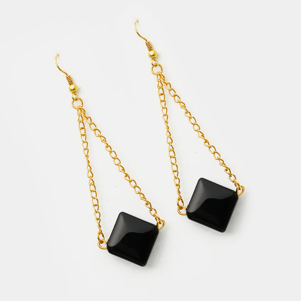 Black Spinal Long Tassel Earrings