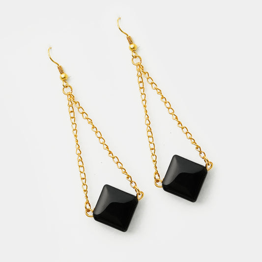 Black Spinal Long Tassel Earrings