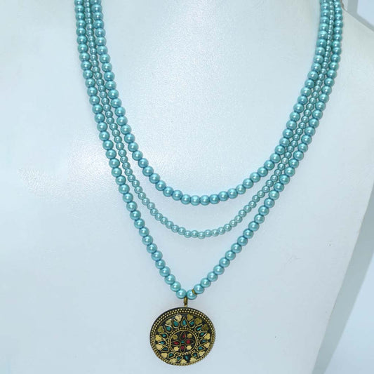 Turquoise Copper Role Pearl Mala