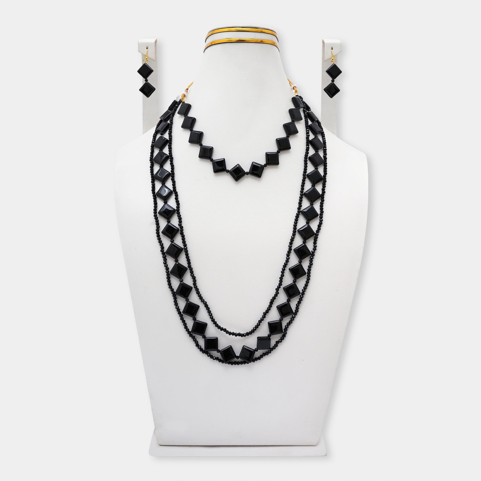 Crystal Cut Beaded Pearl Long Mala