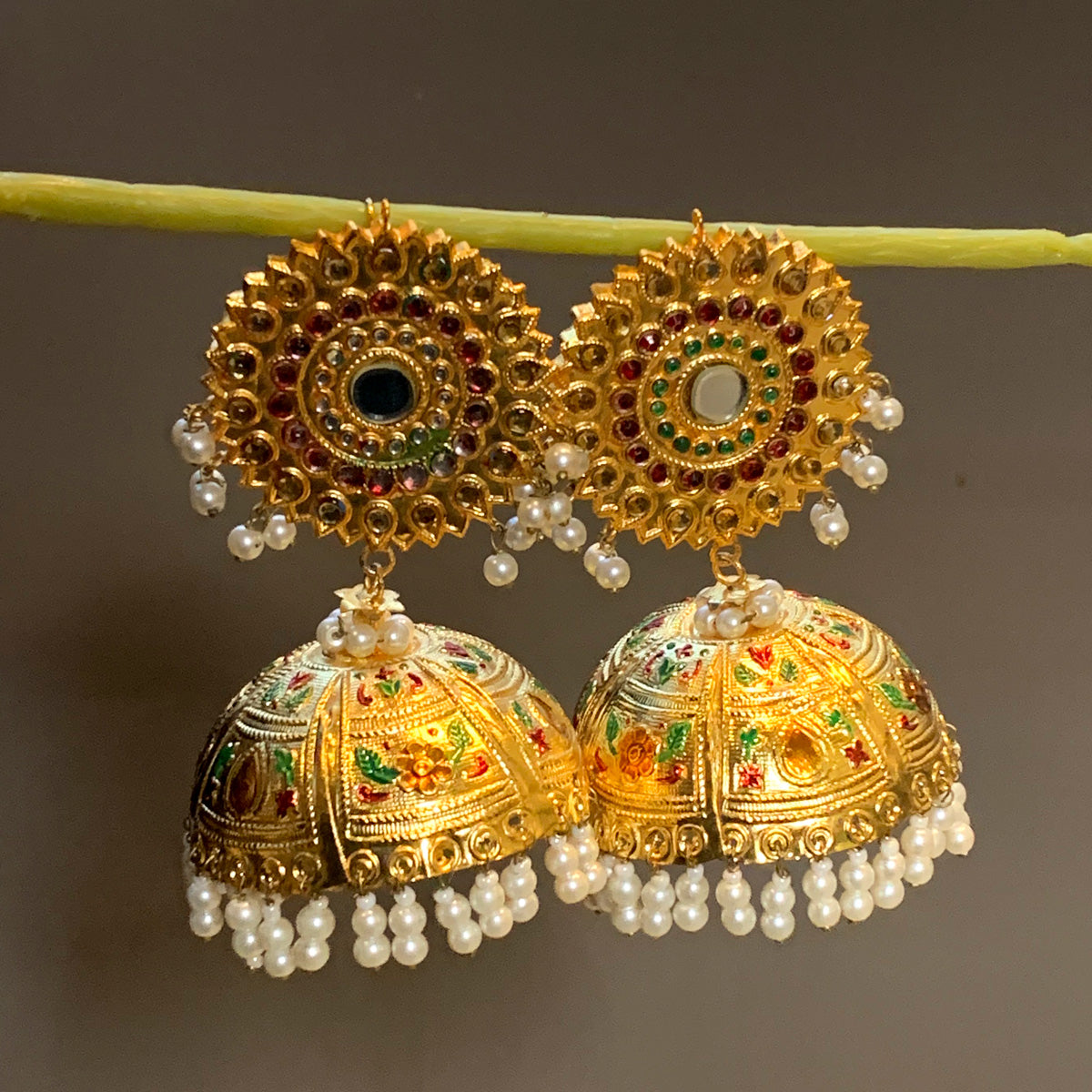 Oversized Indian Golden Jhumka Earrings