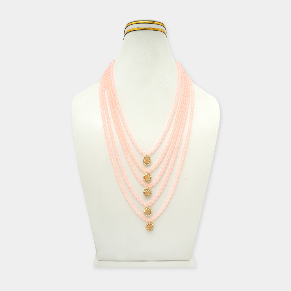 Elegant Peach Pearl Pendant Mala