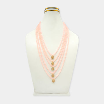 Elegant Peach Pearl Pendant Mala