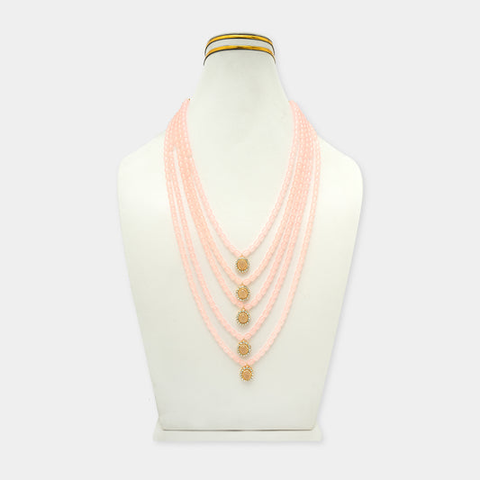 Elegant Peach Pearl Pendant Mala