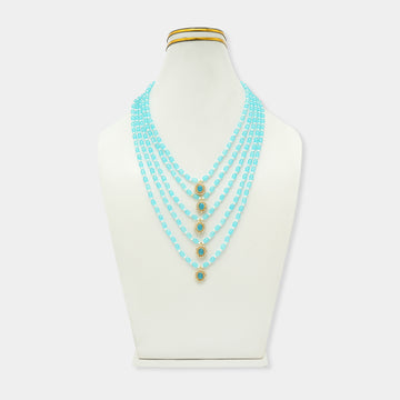 Elegant Sky Blue Pearl Pendant Mala