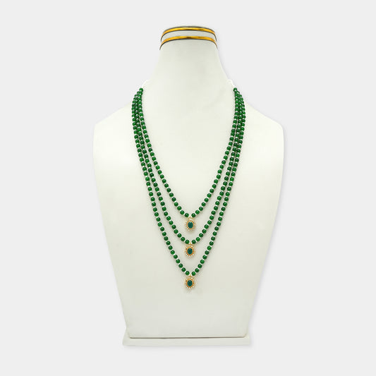 Traditional Green Pearl Pendant Mala