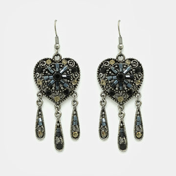 Crystal Rhinestone Oxidized Earrings