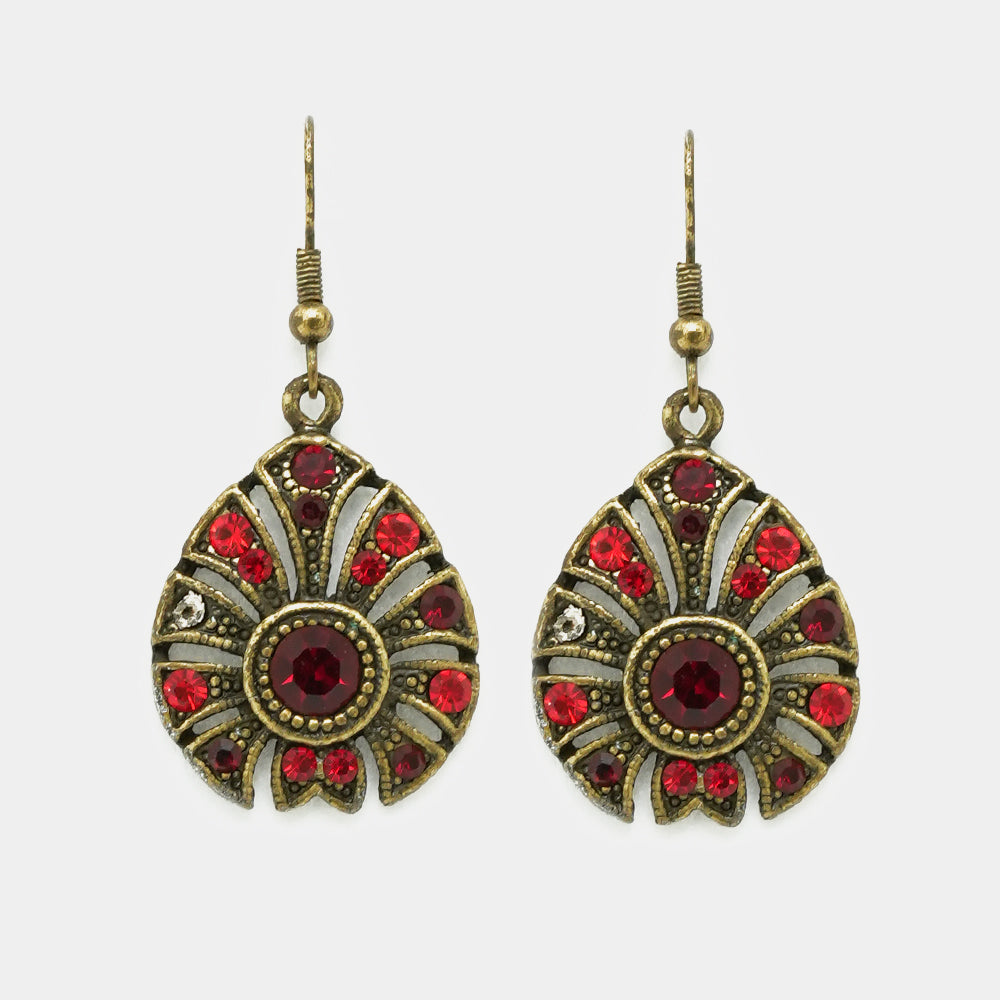 Vintage Crystal Tear Drop Earrings