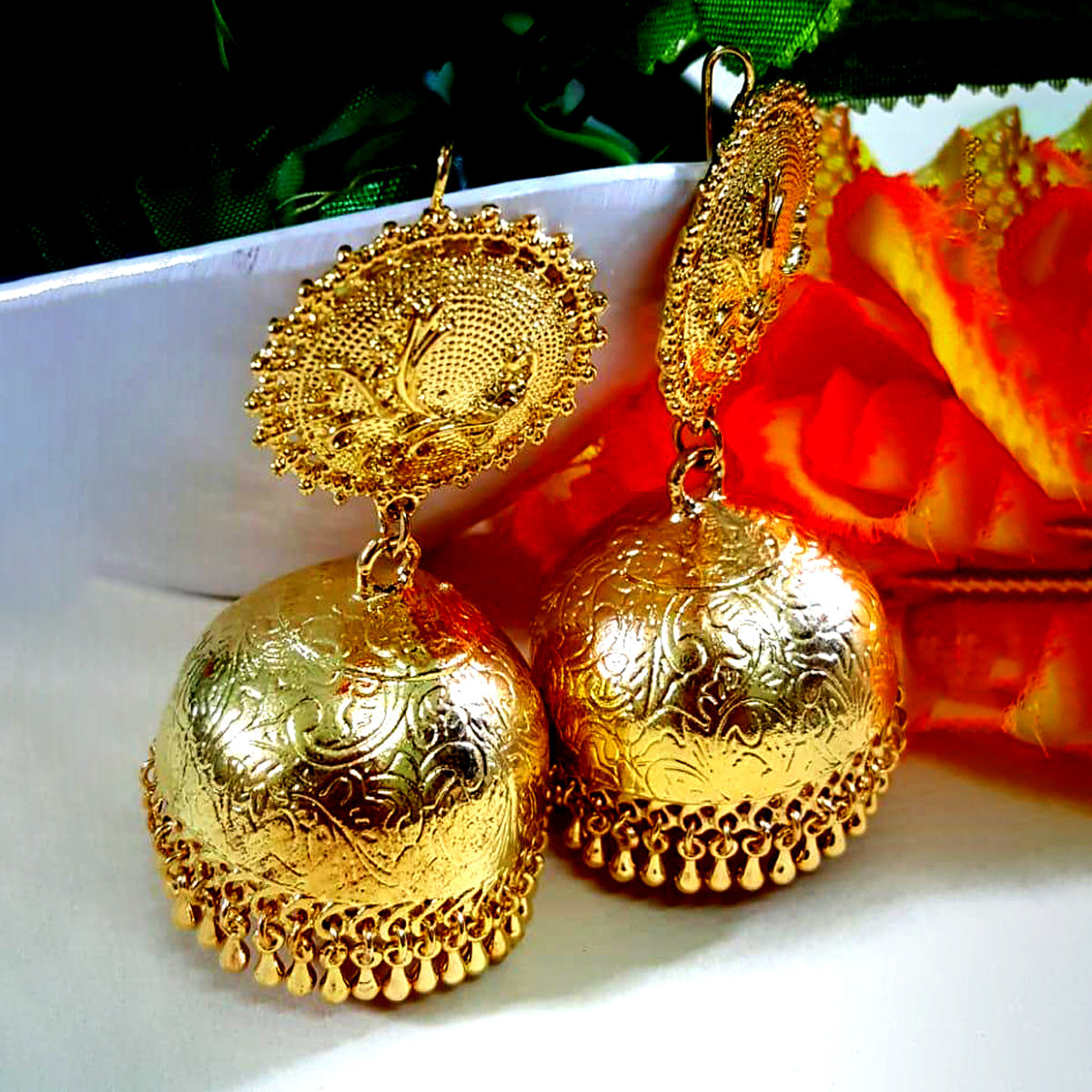 Oversized Golden Jhumka Earrings