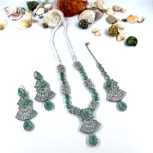 Zircon Mint Stones Party Necklace