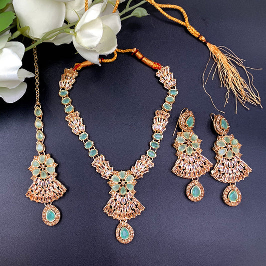 Zircon Mint Stones Party Necklace