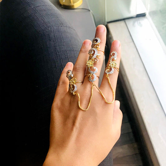 Golden Three Fingers Rings