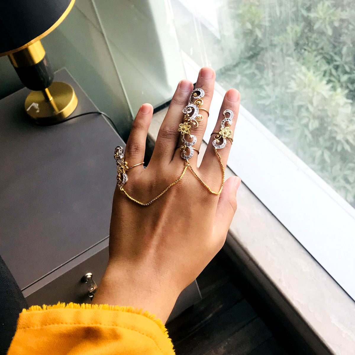 Golden Three Fingers Rings