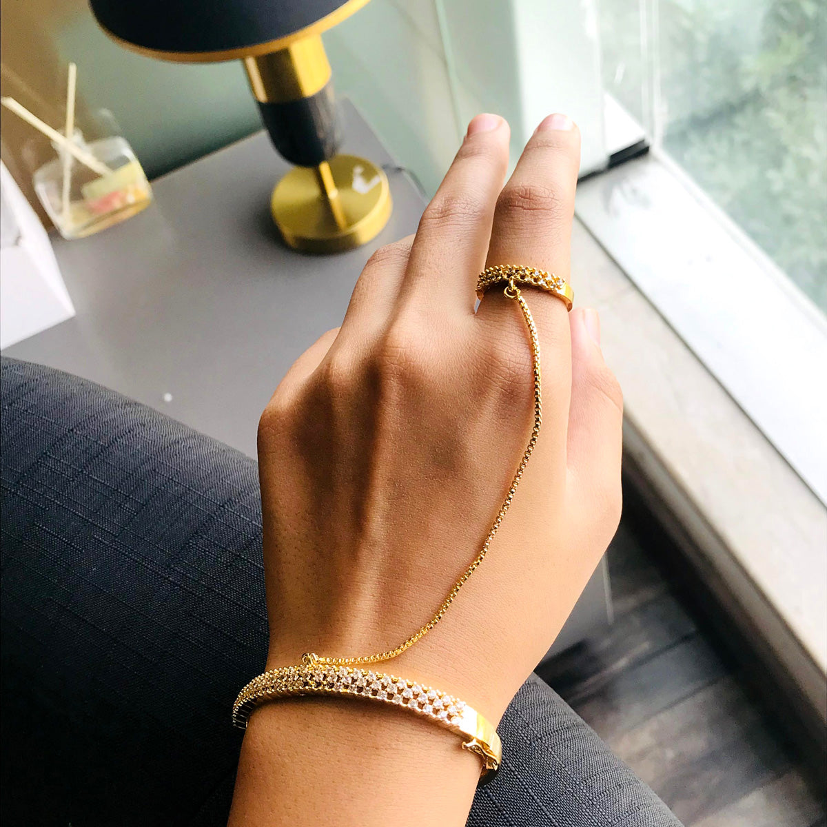 Golden Bracelet With Ring