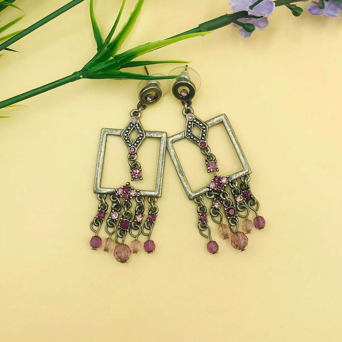 Orchid Drop Duster Oxidised Earrings